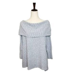 Wonderland By Orange Gray Stripe Textured Off The Shoulder Sweater Size S